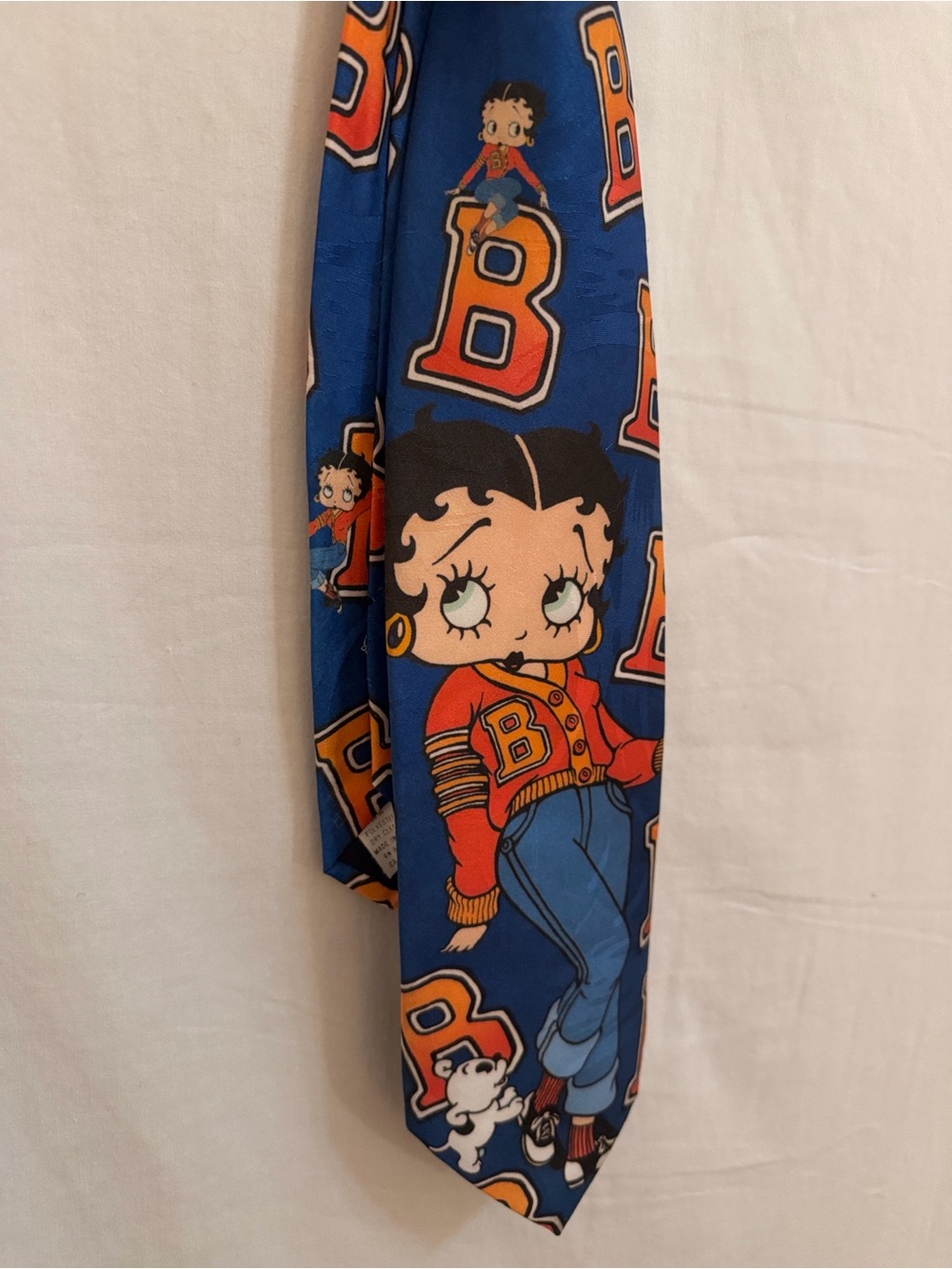 Betty Boop Varsity Sweater Necktie 1993 Ralph Marlin Blue - Picture 6 of 6